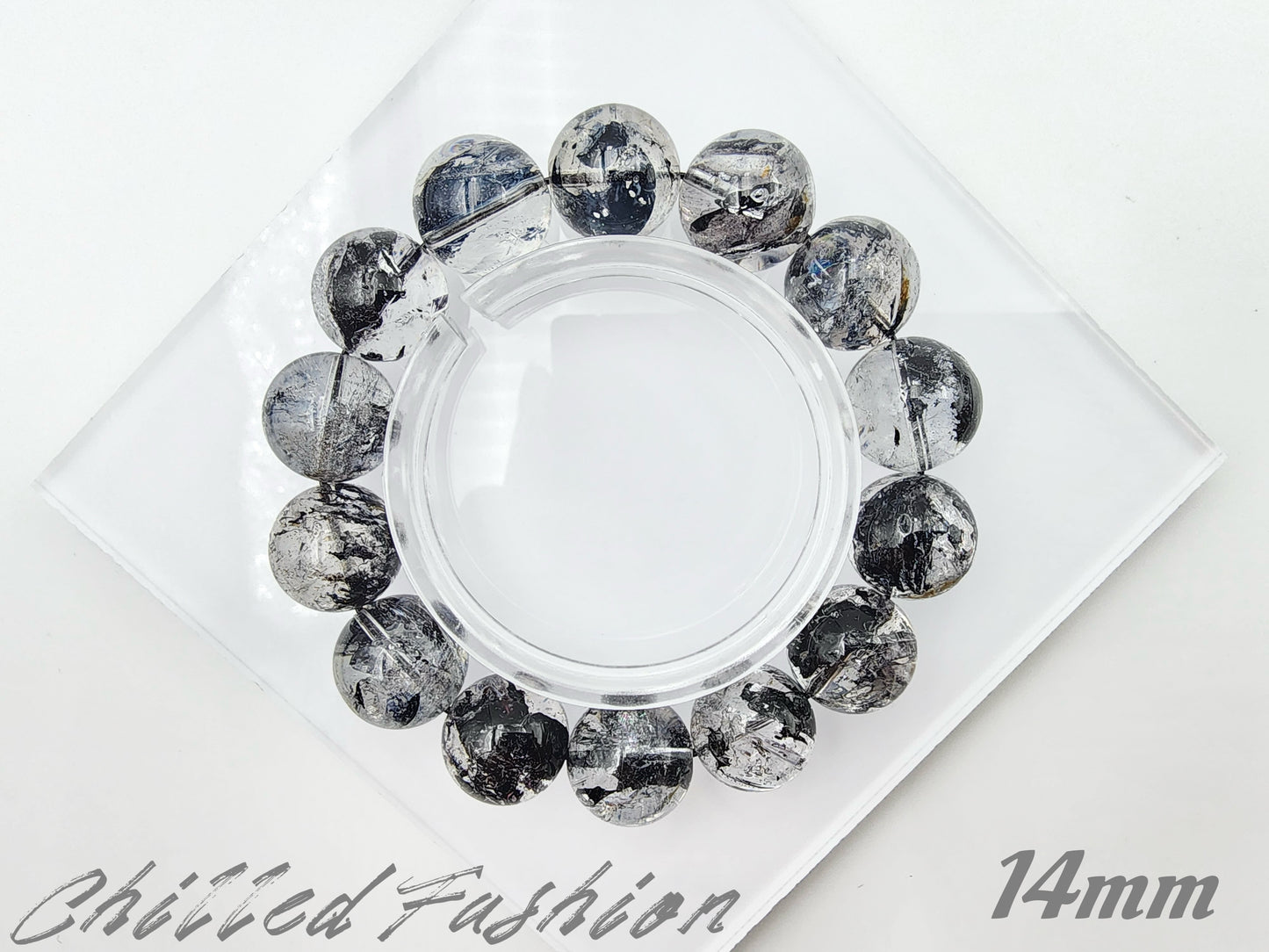 [Bracelet] Natural Black Herkimer-Style Quartz Bracelet