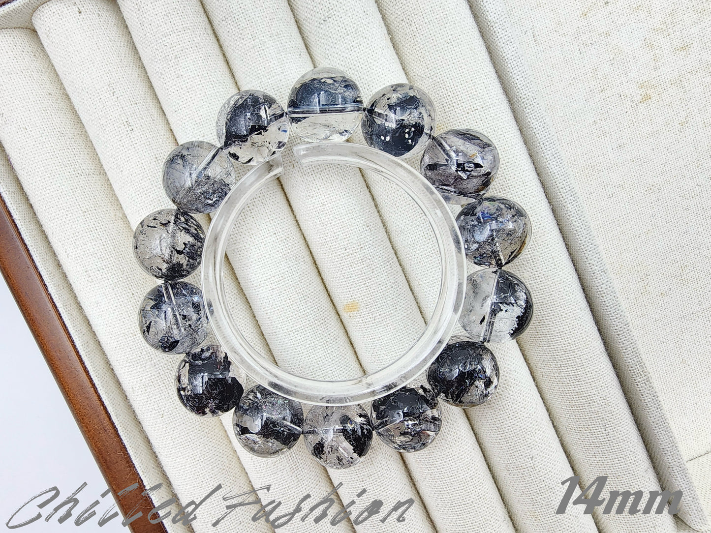 [Bracelet] Natural Black Herkimer-Style Quartz Bracelet