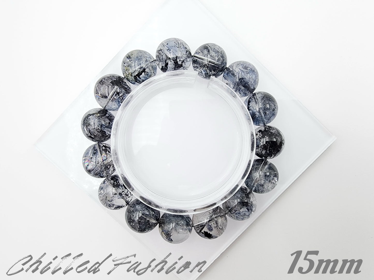 [Bracelet] Natural Black Herkimer-Style Quartz Bracelet