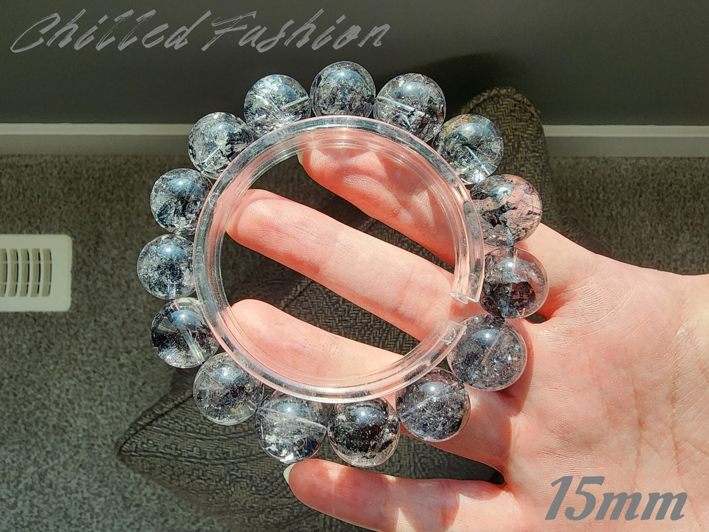 [Bracelet] Natural Black Herkimer-Style Quartz Bracelet