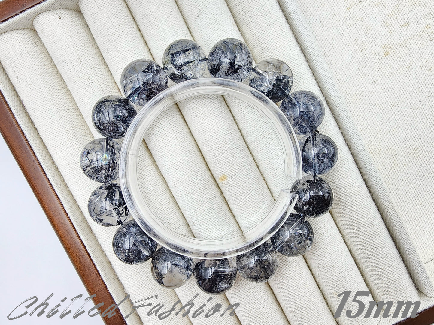 [Bracelet] Natural Black Herkimer-Style Quartz Bracelet