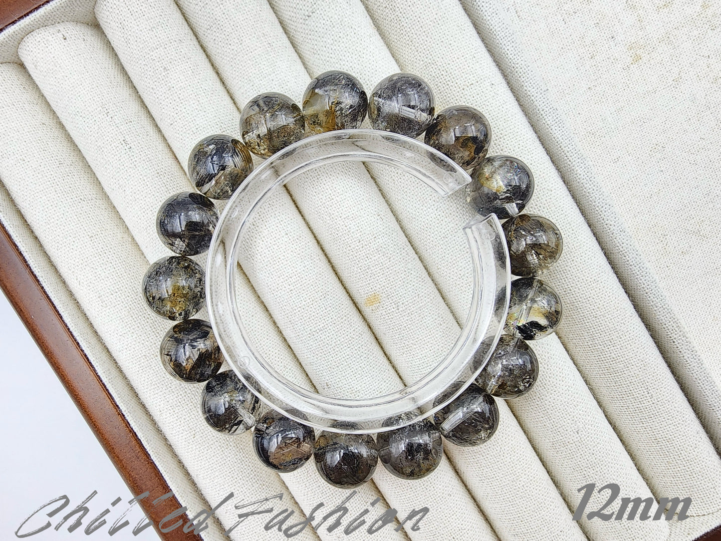 [Bracelet] Skeletal Herkimer Quartz Bracelet with Oil & Yellow Clay Inclusions (Pakistan)