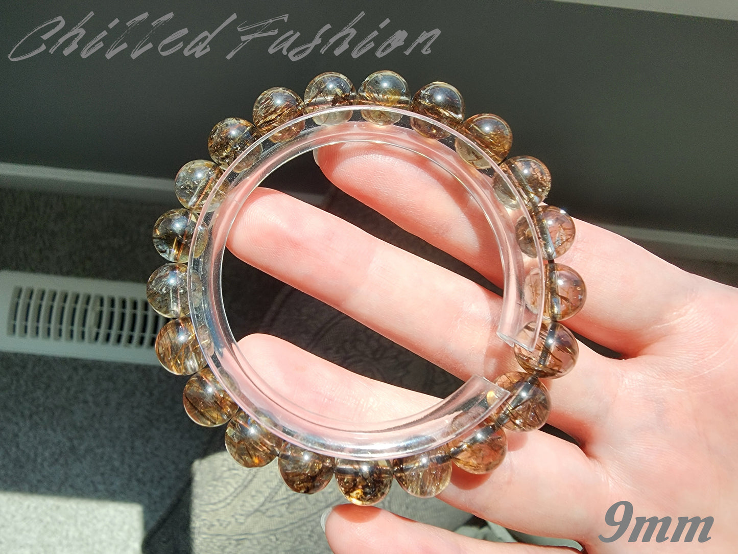 [Bracelet] Herkimer-Style Quartz Bracelet with Black Gold Rutilated Inclusions