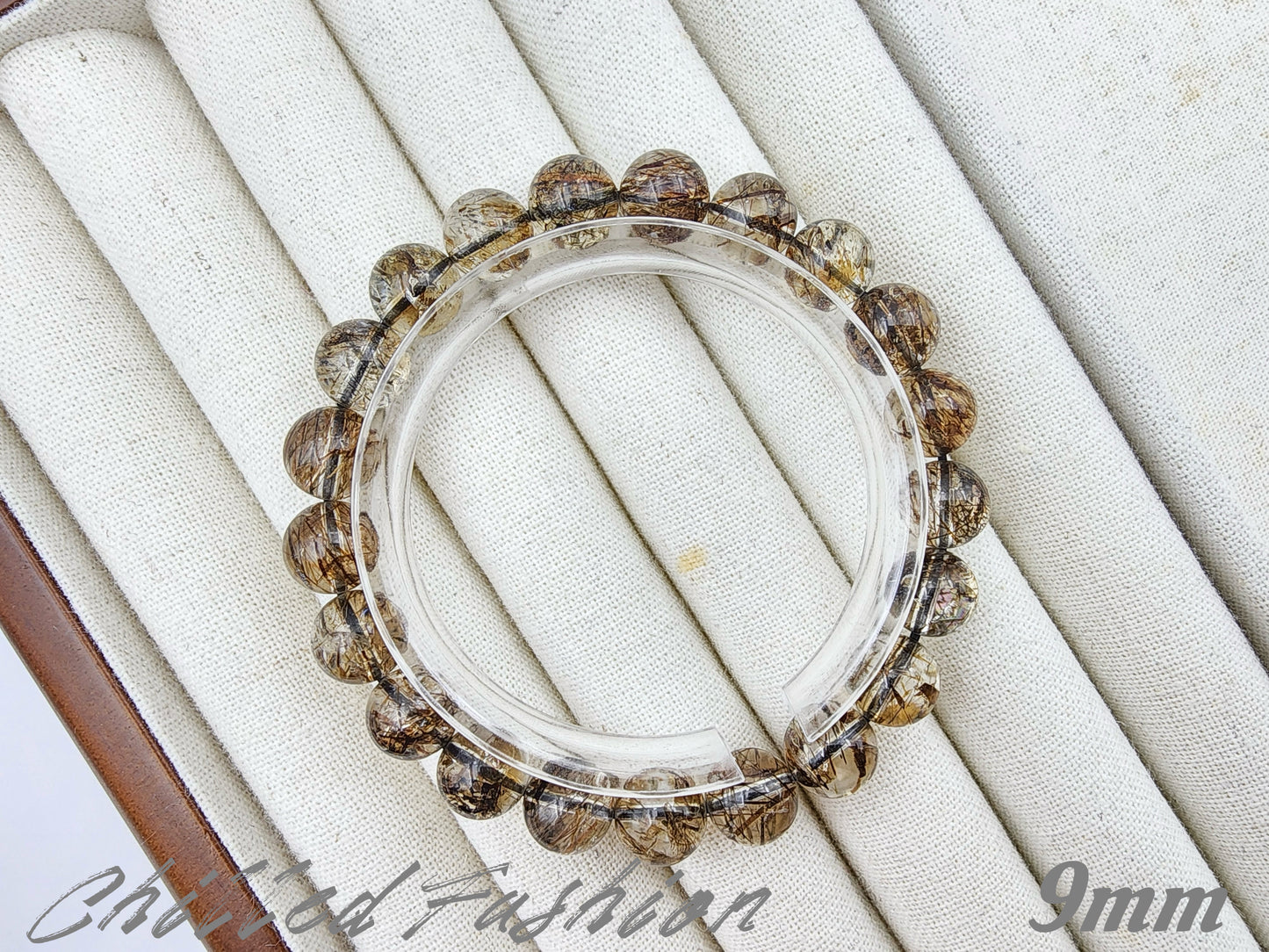 [Bracelet] Herkimer-Style Quartz Bracelet with Black Gold Rutilated Inclusions