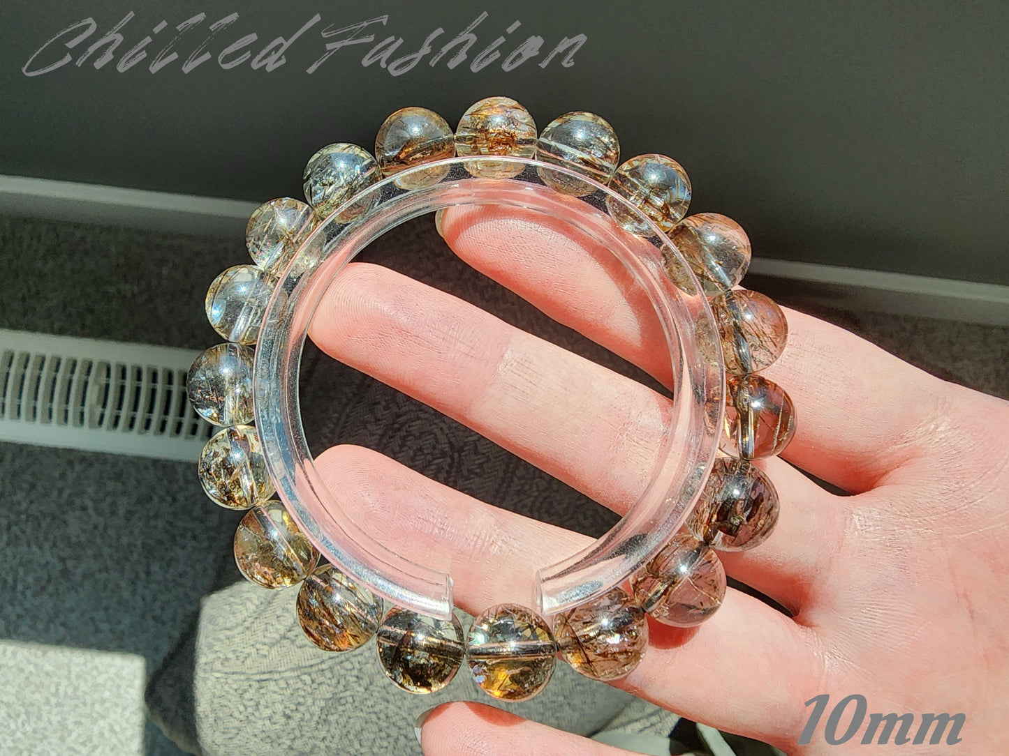 [Bracelet] Herkimer-Style Quartz Bracelet with Black Gold Rutilated Inclusions