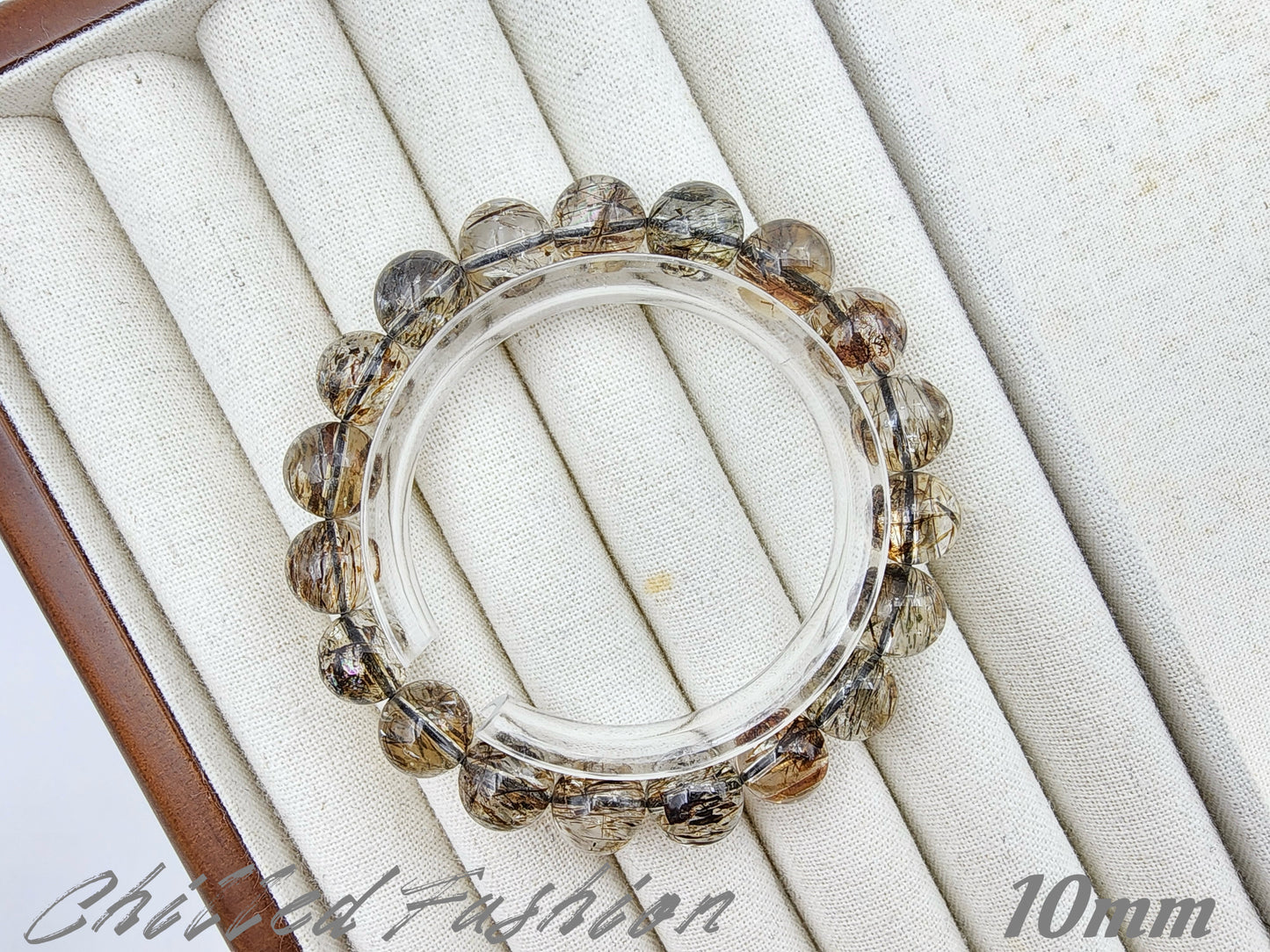 [Bracelet] Herkimer-Style Quartz Bracelet with Black Gold Rutilated Inclusions