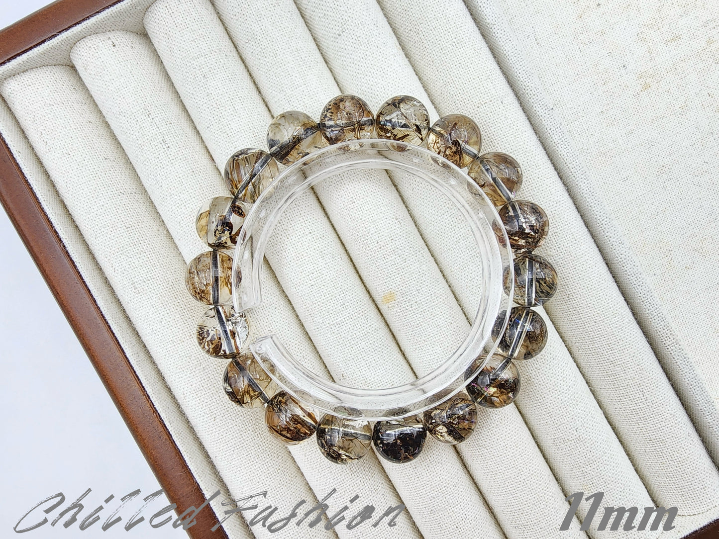 [Bracelet] Herkimer-Style Quartz Bracelet with Black Gold Rutilated Inclusions