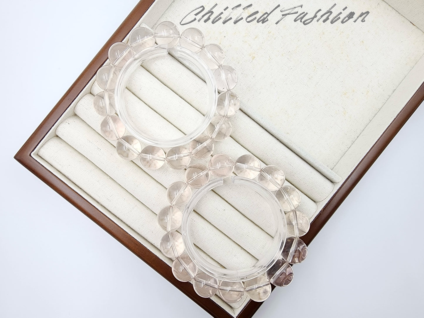 [Bracelet] 15mm Icy Peach Pink Rose Quartz Bracelet