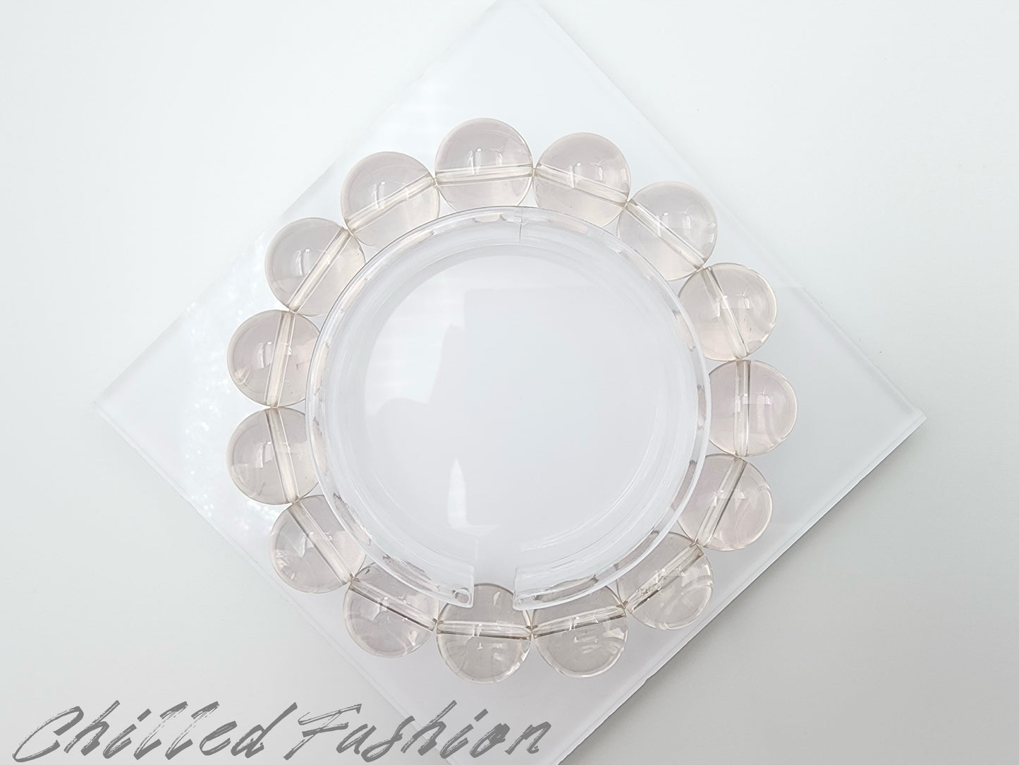 [Bracelet] 15mm Icy Peach Pink Rose Quartz Bracelet
