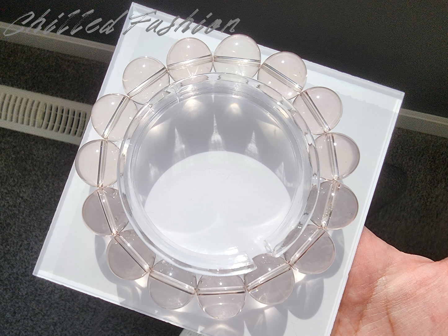 [Bracelet] 15mm Icy Peach Pink Rose Quartz Bracelet