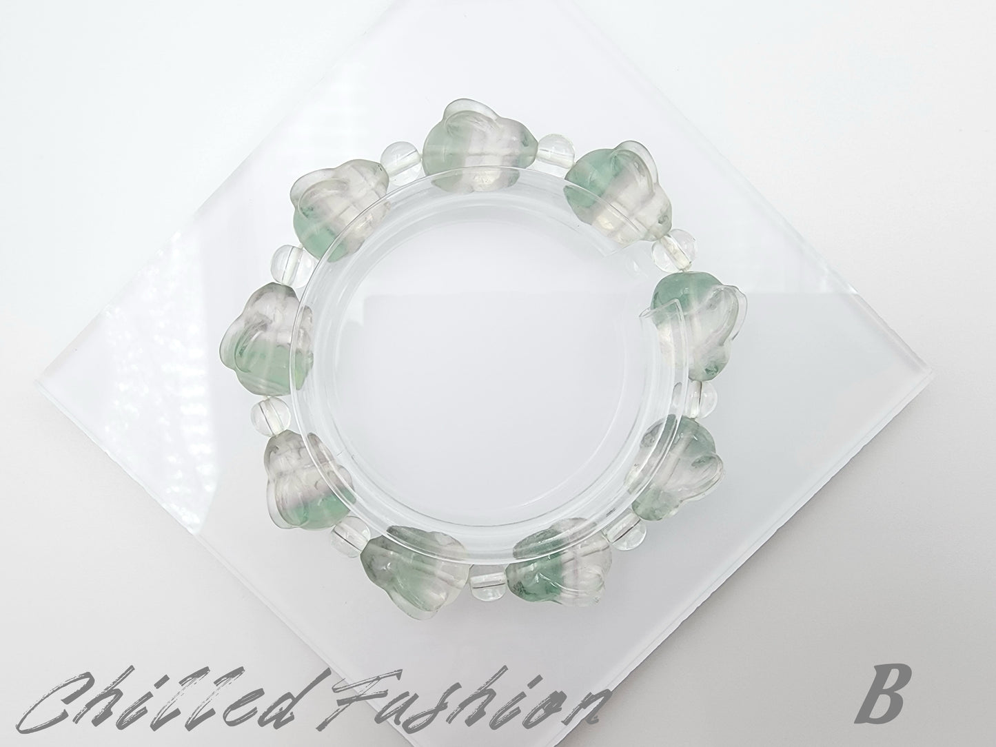 [Bracelet] Enchanted Hues: Handcrafted Fluorite Bracelets with Unique Rabbit Bead Accent