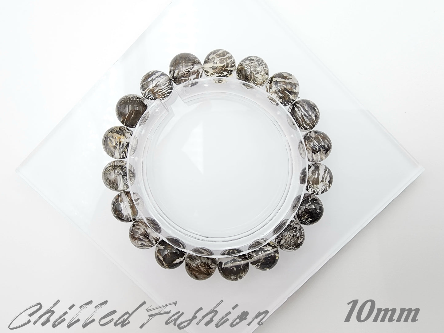 [Bracelet] Black Dendritic Quartz Bracelet