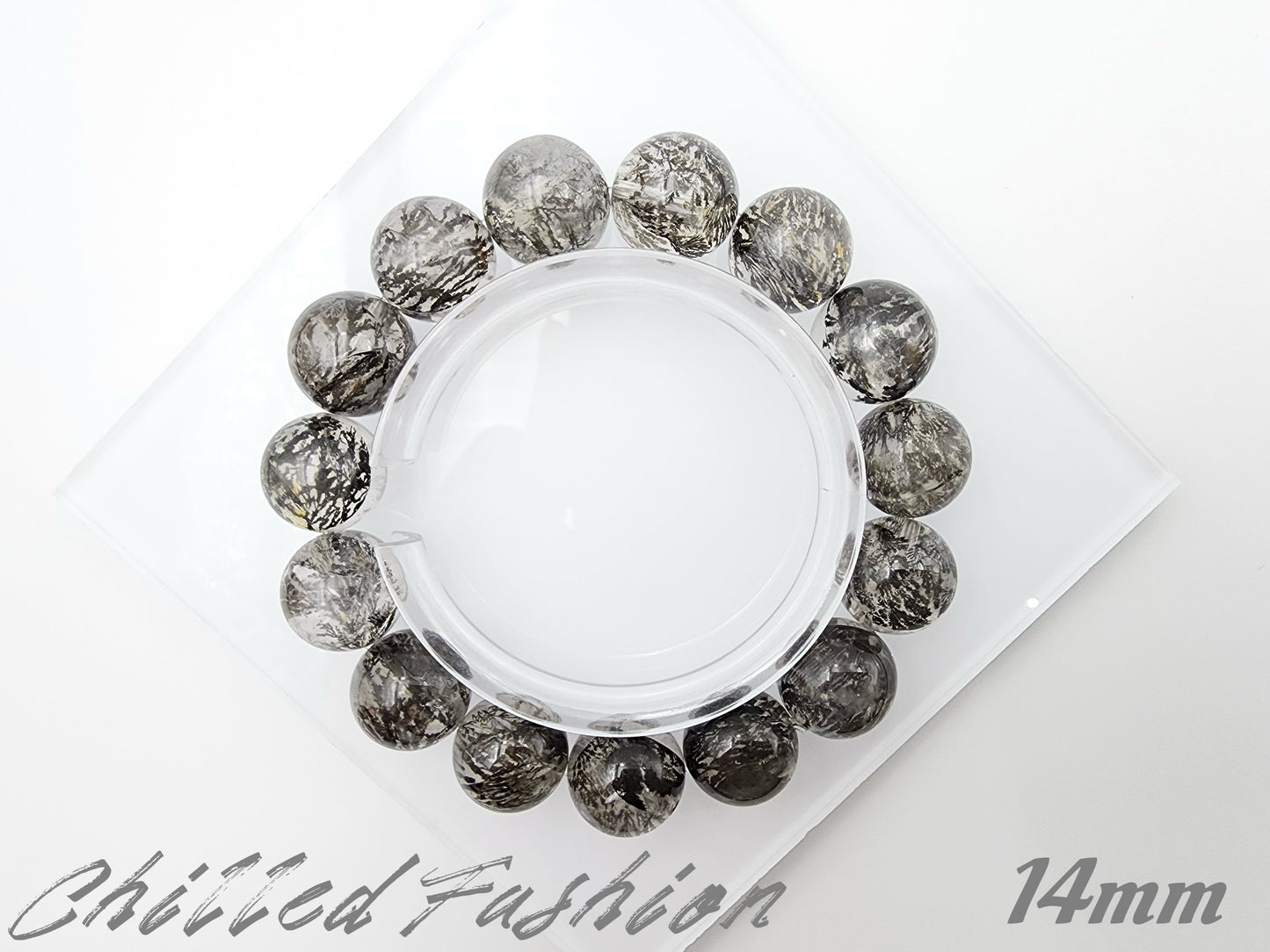 [Bracelet] Black Dendritic Quartz Bracelet