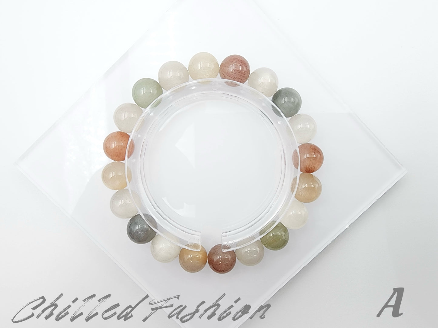 [Bracelet] 10mm Multicolored Rabbit Hair Quartz Bracelet