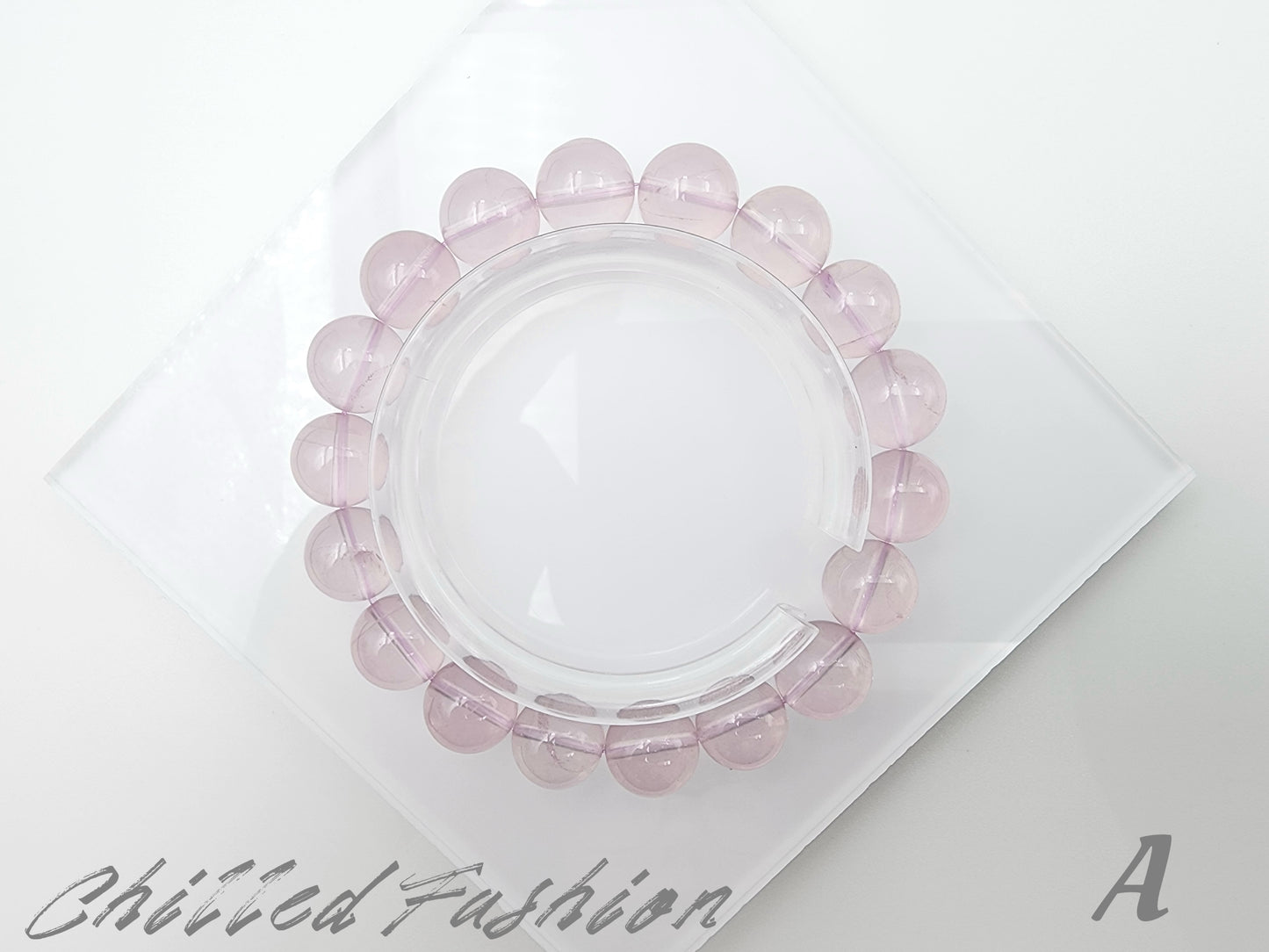 [Bracelet] 11mm Purple-Toned Mozambique Rose Quartz Bracelet