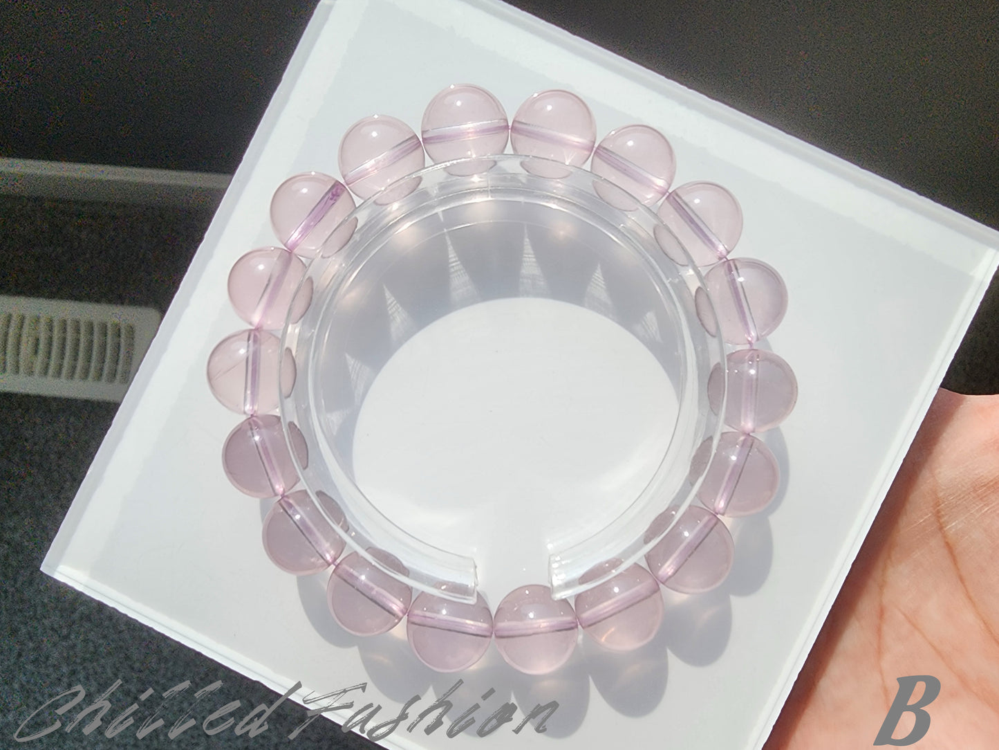 [Bracelet] 11mm Purple-Toned Mozambique Rose Quartz Bracelet