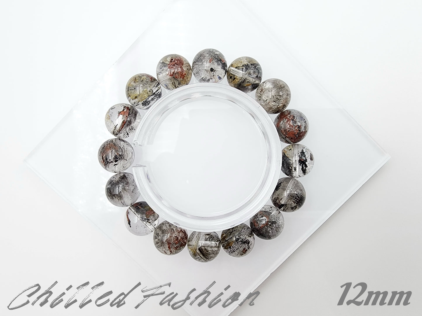 [Bracelet] Brazilian Thorn Rose Skeletal Herkimer Quartz Bracelet