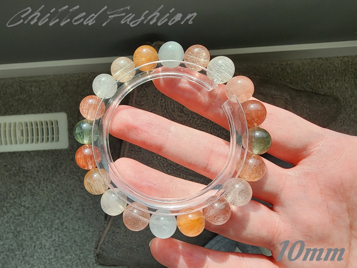 [Bracelet] Unique Rainbow Rabbit Hair Quartz Bracelet