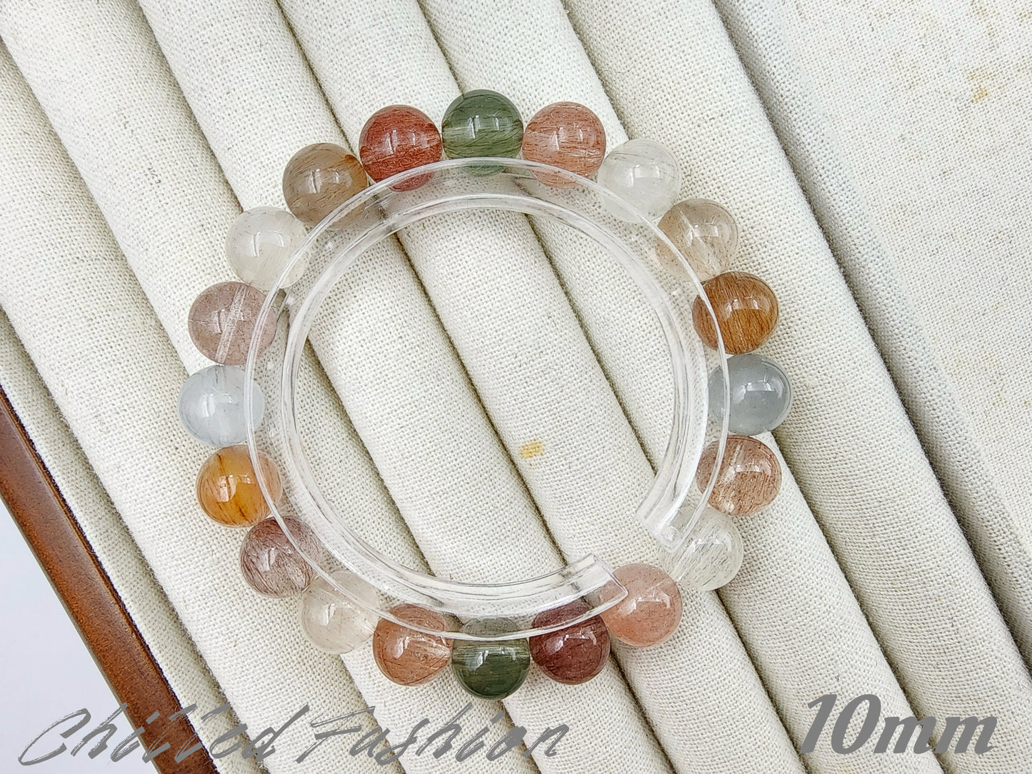 [Bracelet] Unique Rainbow Rabbit Hair Quartz Bracelet