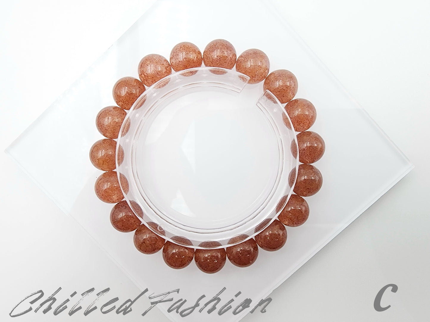 [Bracelet] 10mm Orange-Toned Strawberry Quartz Bracelet