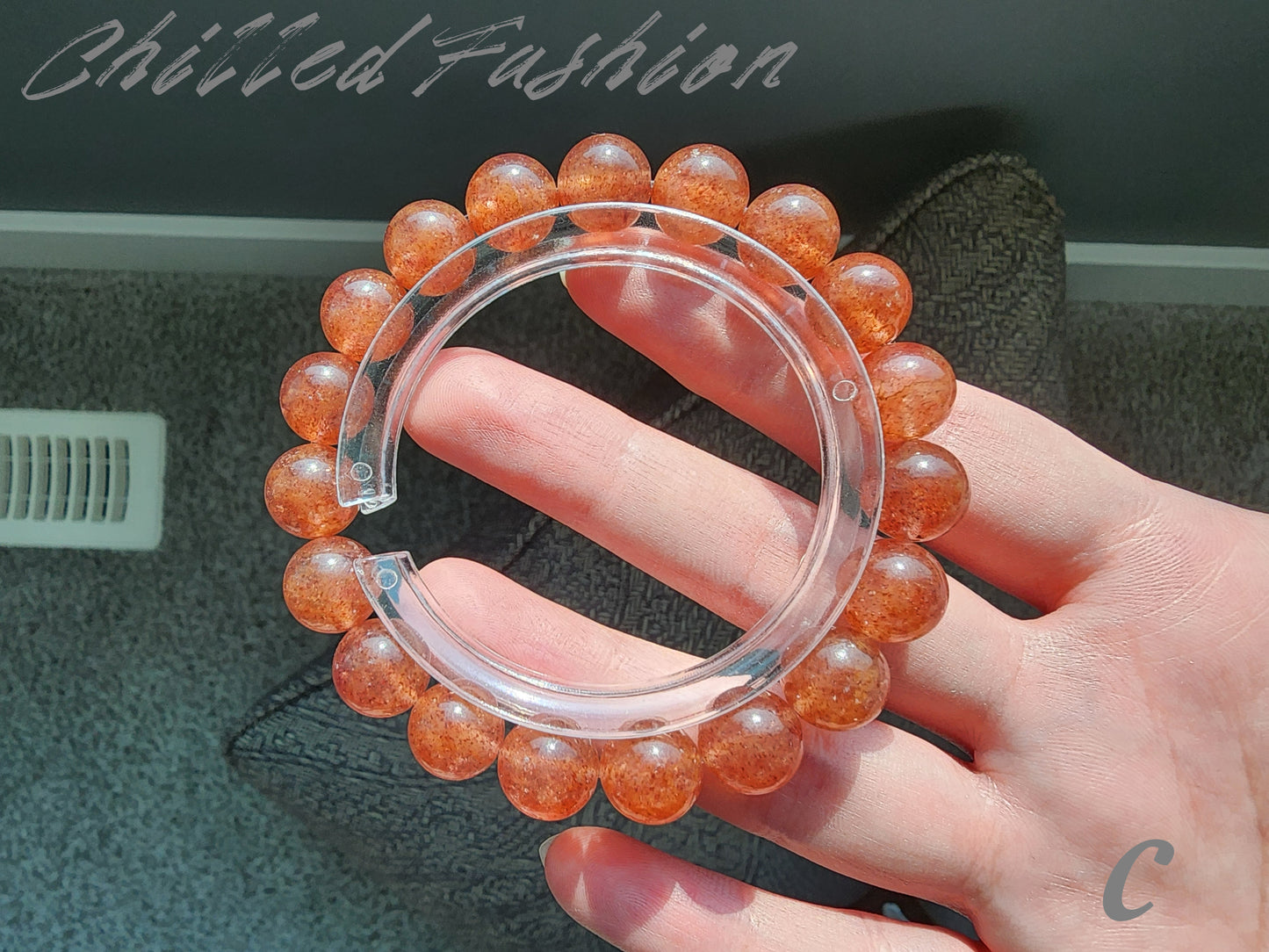 [Bracelet] 10mm Orange-Toned Strawberry Quartz Bracelet
