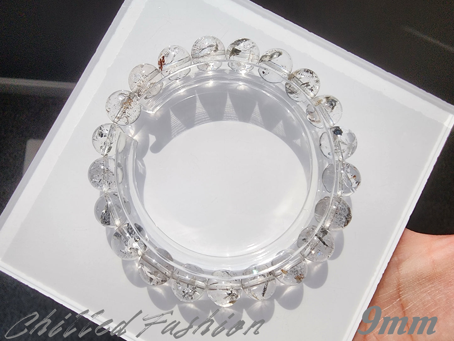 [Bracelet] Brazilian Herkimer Quartz Bracelet with Black Hematite