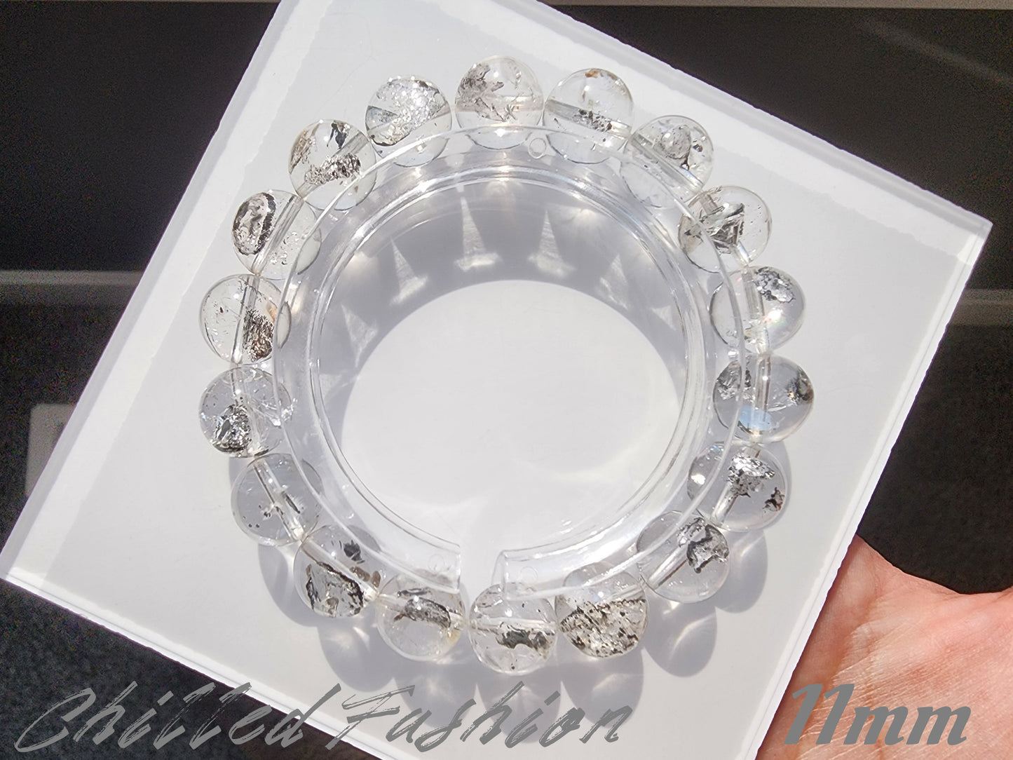 [Bracelet] Brazilian Herkimer Quartz Bracelet with Black Hematite
