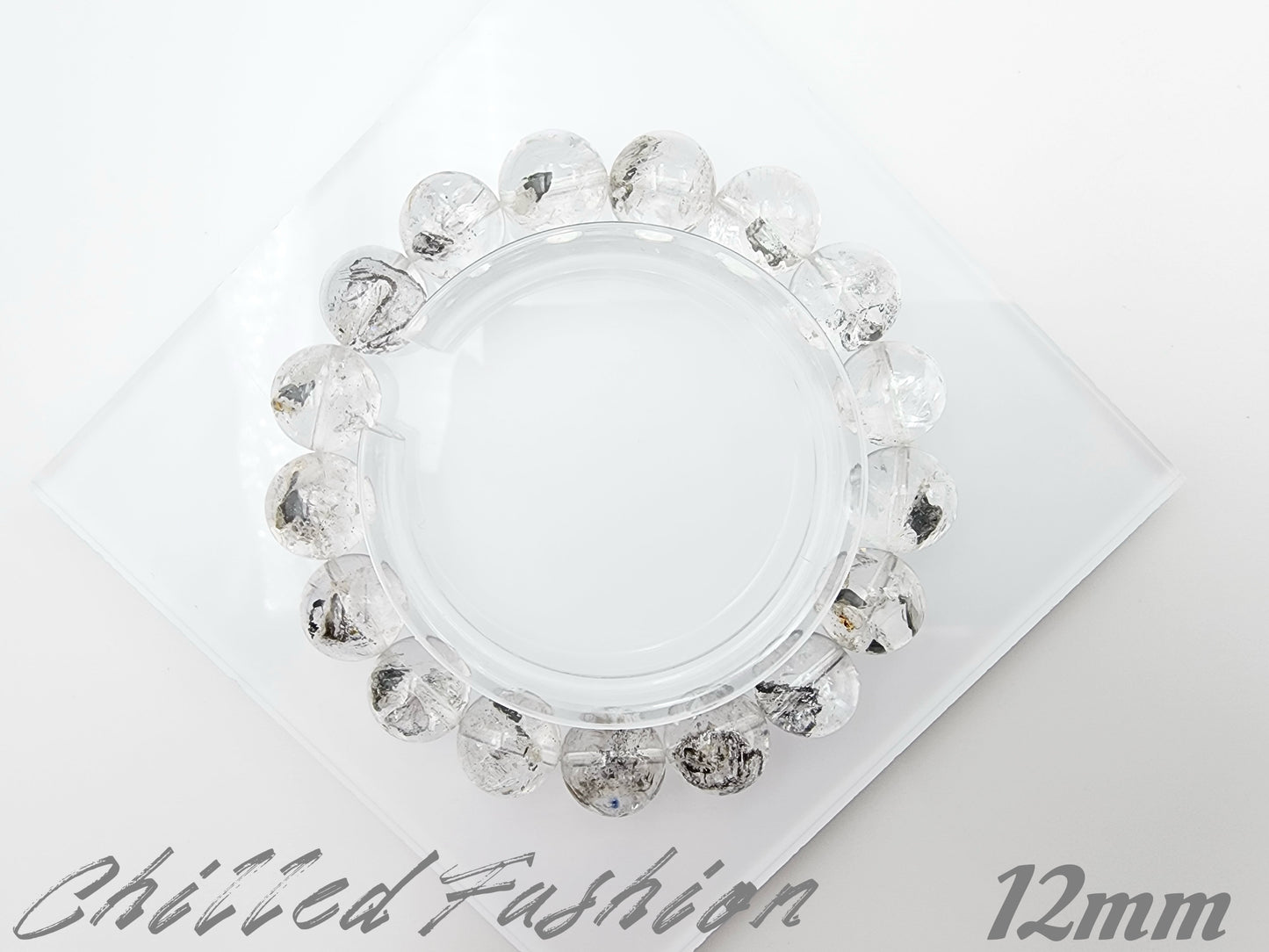 [Bracelet] Brazilian Herkimer Quartz Bracelet with Black Hematite