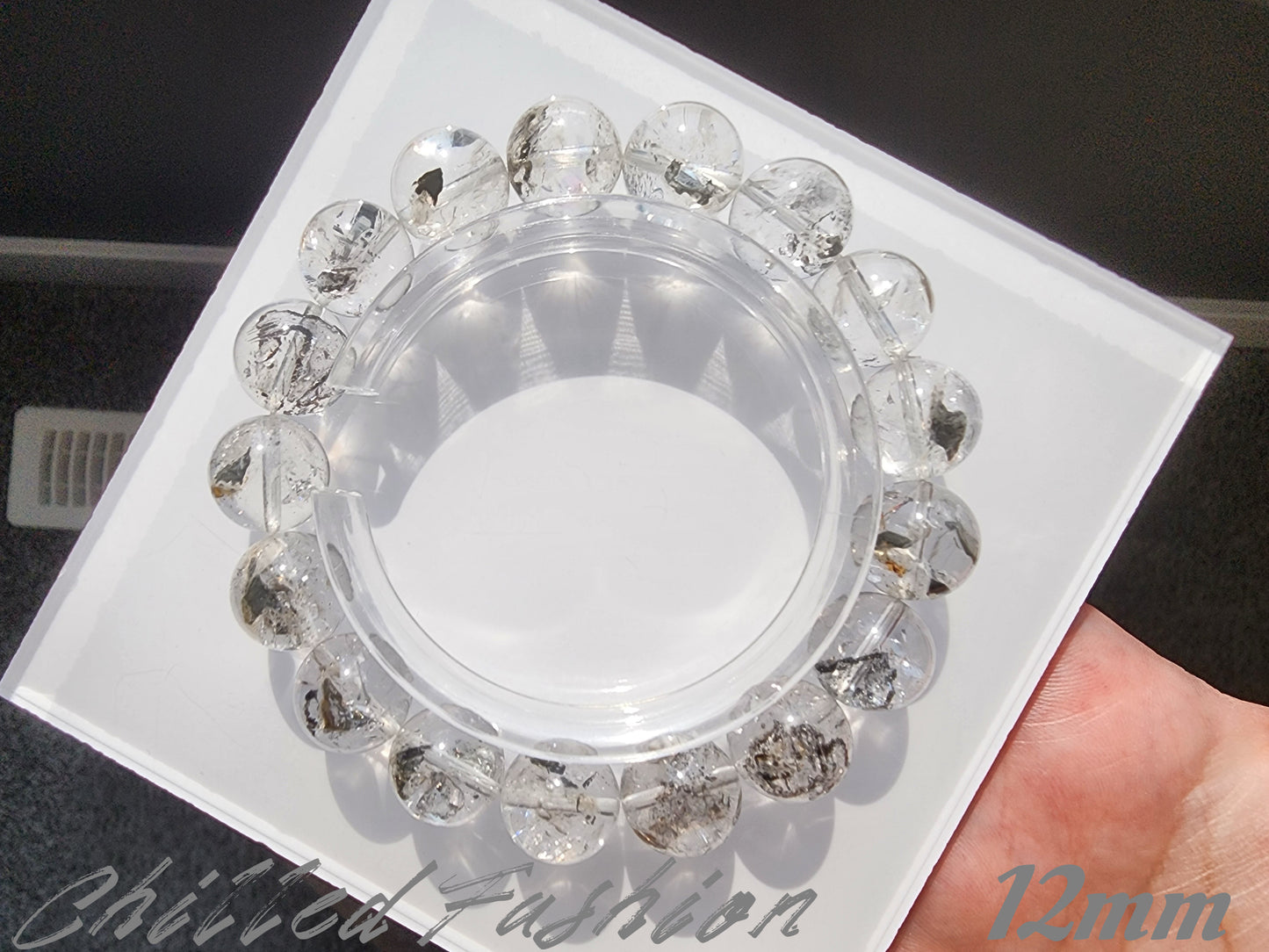 [Bracelet] Brazilian Herkimer Quartz Bracelet with Black Hematite