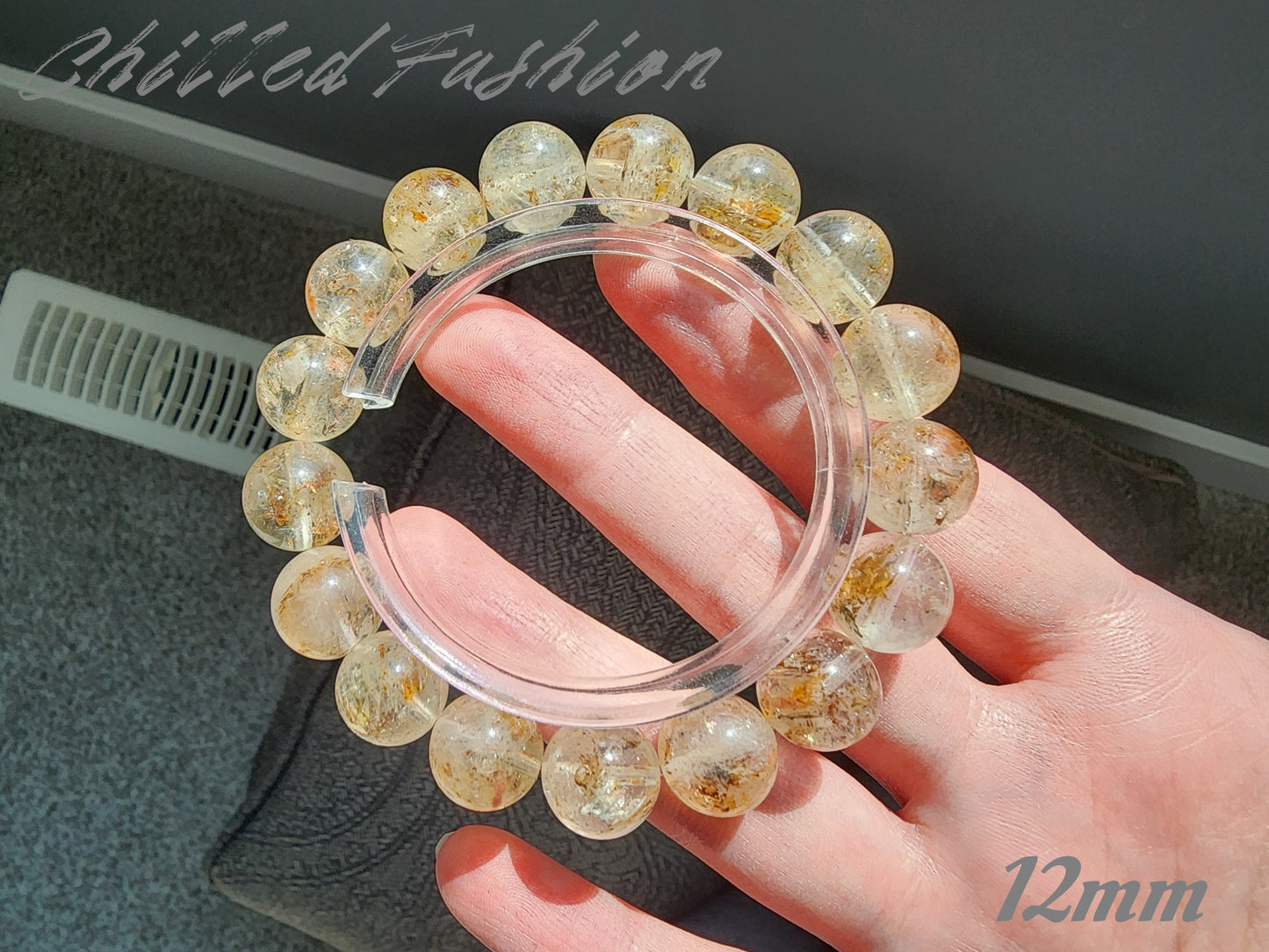 [Bracelet] Madagascar Herkimer-Style Quartz Bracelet with Petroleum Inclusions