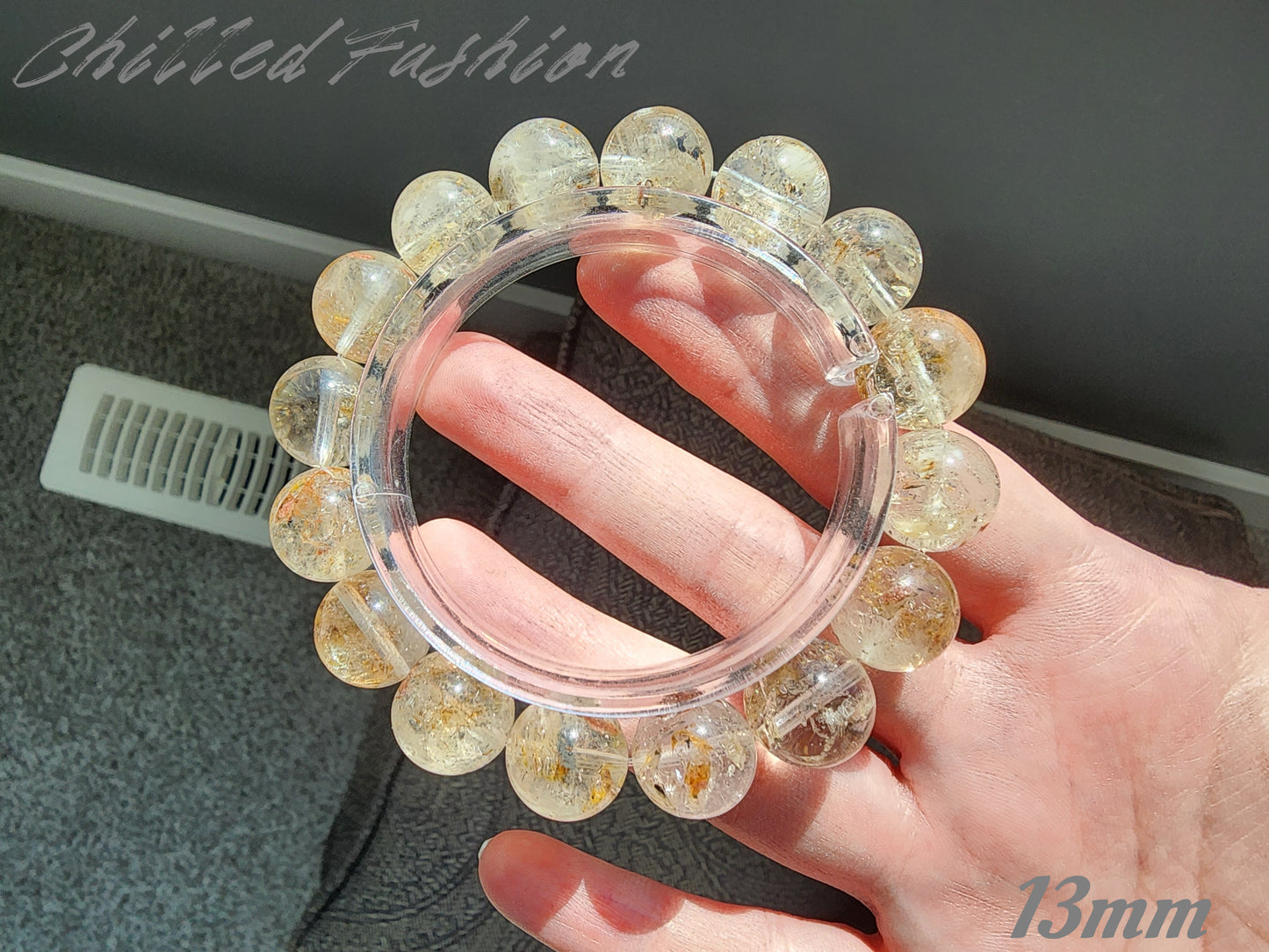 [Bracelet] Madagascar Herkimer-Style Quartz Bracelet with Petroleum Inclusions