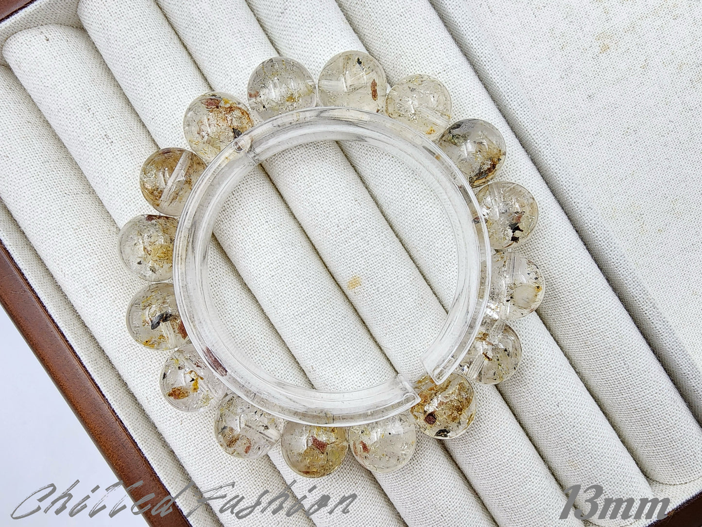[Bracelet] Madagascar Herkimer-Style Quartz Bracelet with Petroleum Inclusions