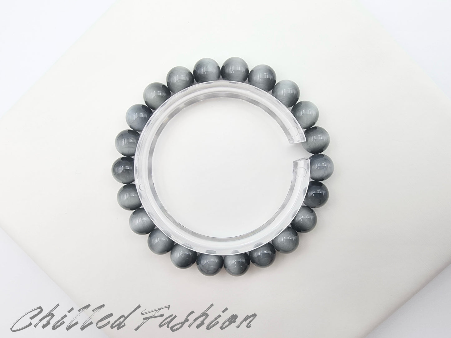 [Bracelet] 8mm Grey Hawk’s Eye Bracelet