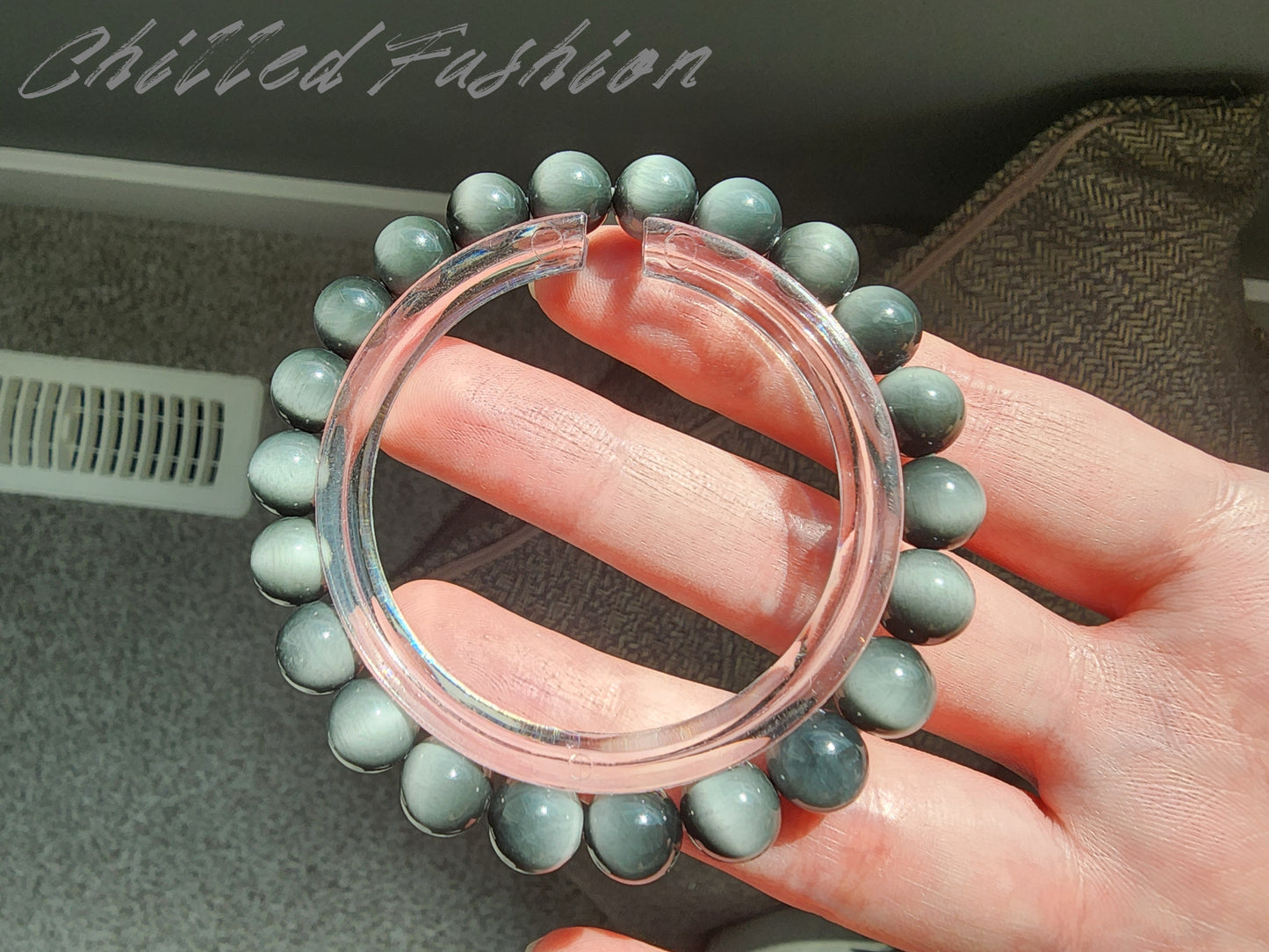 [Bracelet] 8mm Grey Hawk’s Eye Bracelet