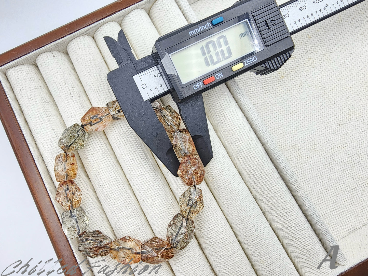 [Bracelet] Black Gold Rutilated Quartz Faceted Nugget Bracelet