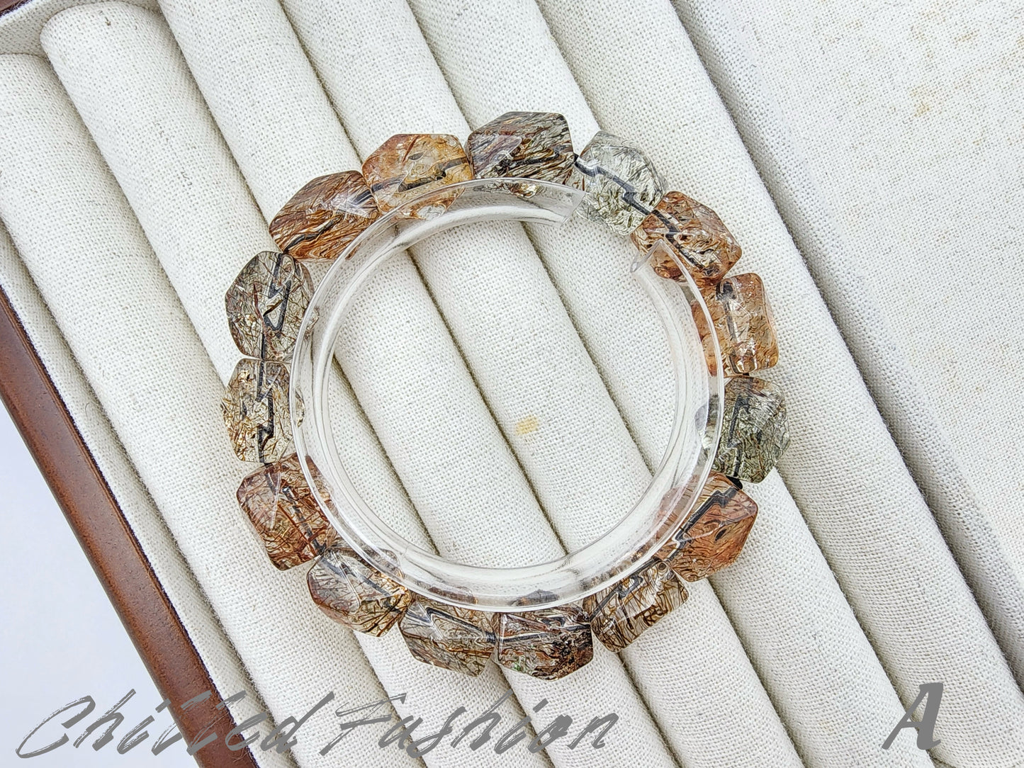 [Bracelet] Black Gold Rutilated Quartz Faceted Nugget Bracelet