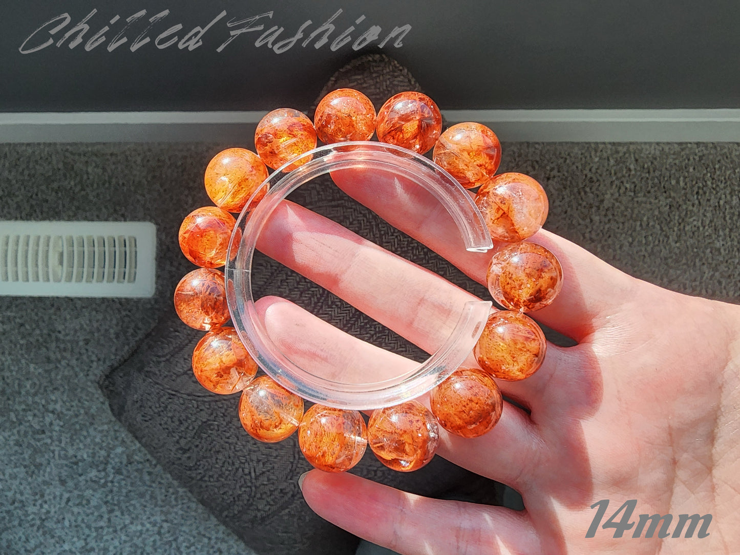 [Bracelet] Natural Red Phantom Fire Quartz Bracelet