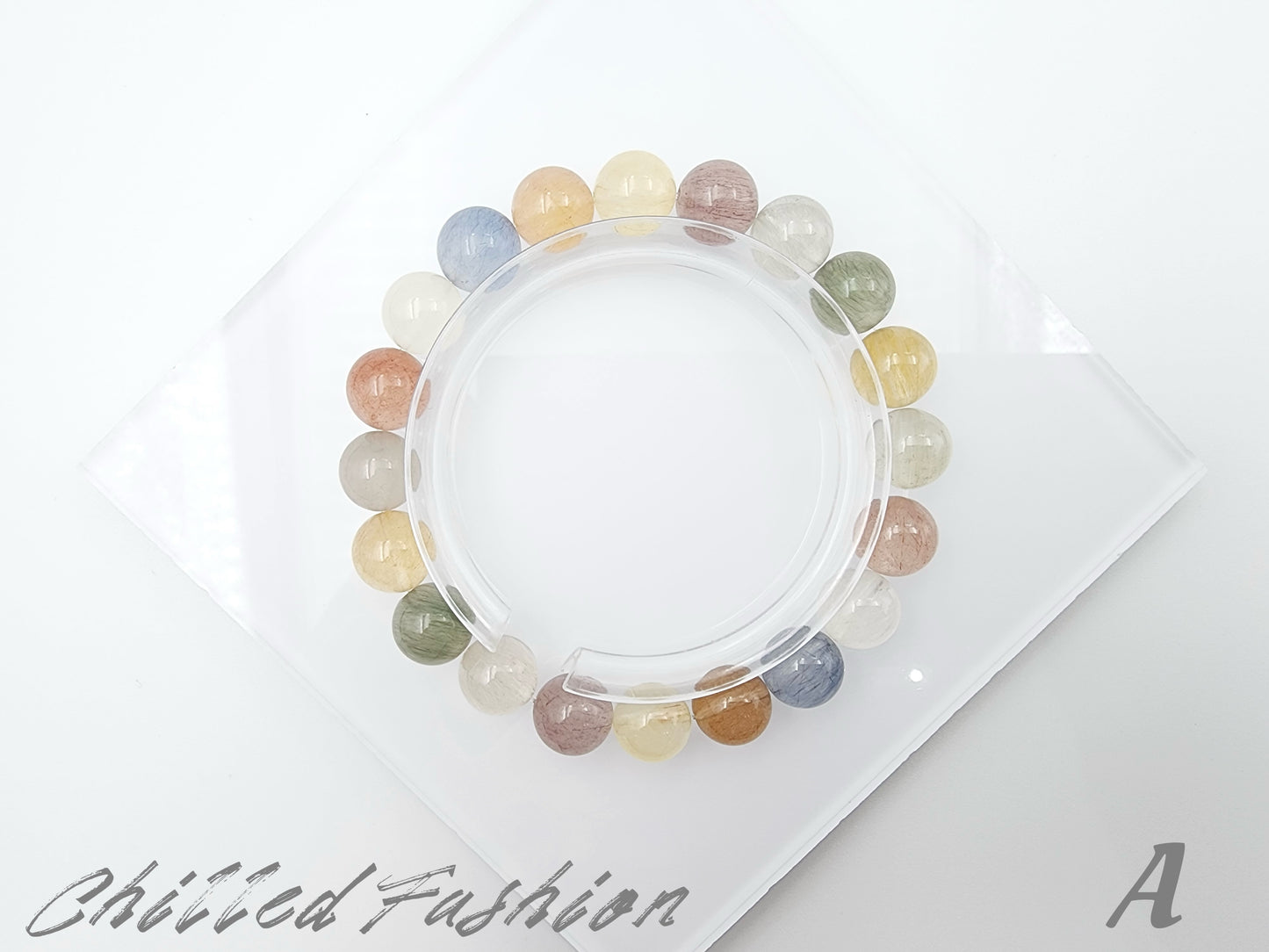 [Bracelet] 9mm Multi Color Rabbit Hair Quartz Bracelet