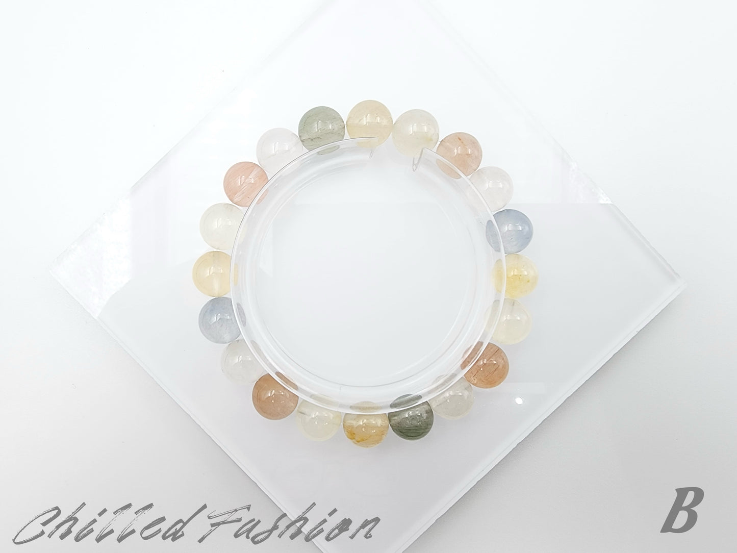 [Bracelet] 9mm Multi Color Rabbit Hair Quartz Bracelet