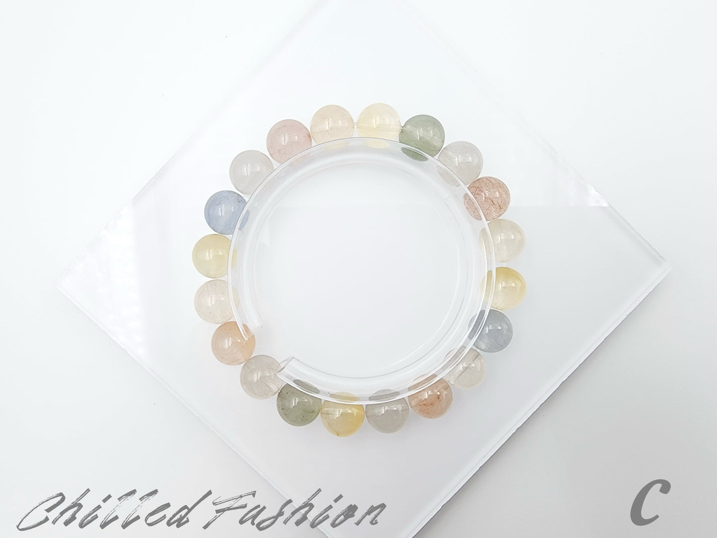 [Bracelet] 9mm Multi Color Rabbit Hair Quartz Bracelet