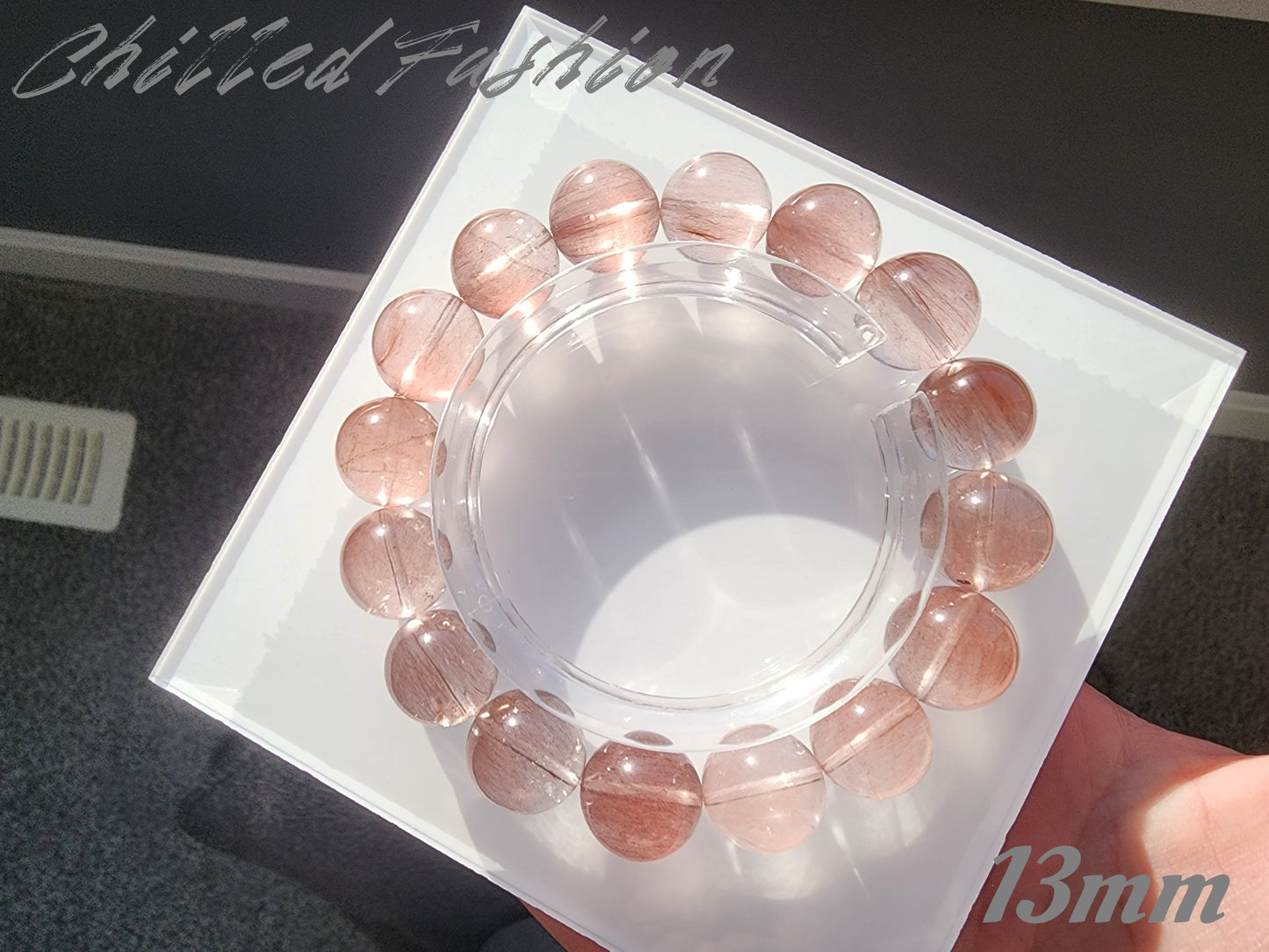[Bracelet] Natural Pink Rabbit Hair Quartz Bracelet