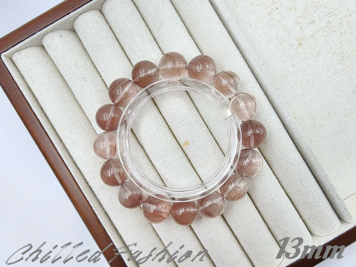 [Bracelet] Natural Pink Rabbit Hair Quartz Bracelet