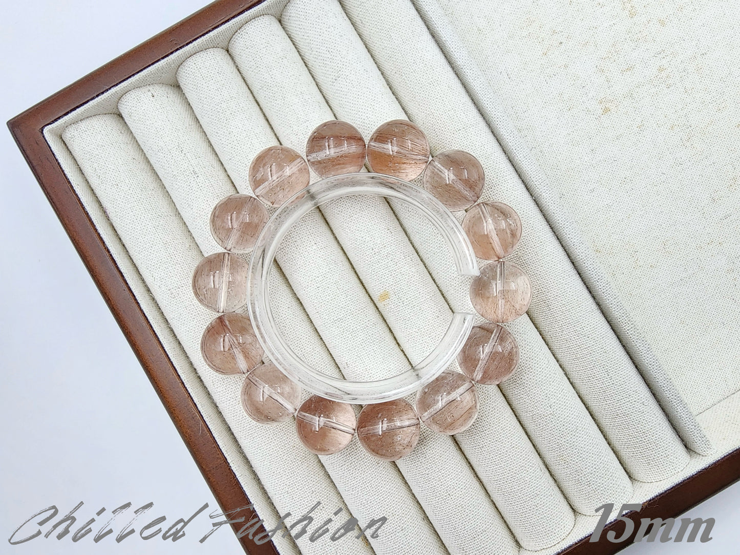 [Bracelet] Natural Pink Rabbit Hair Quartz Bracelet