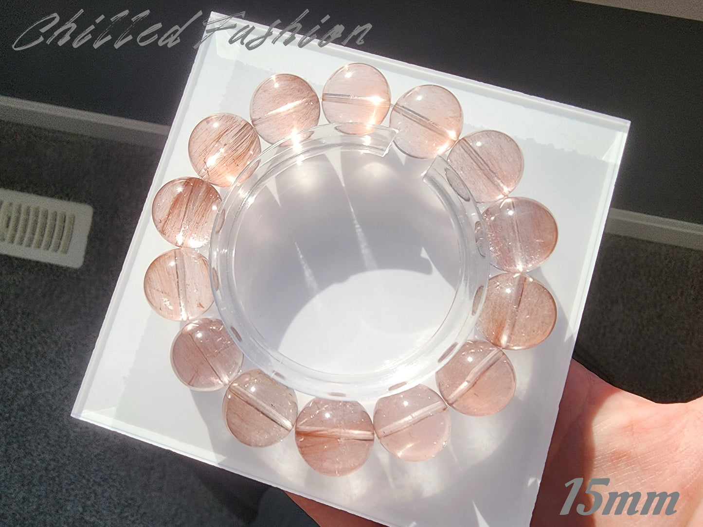 [Bracelet] Natural Pink Rabbit Hair Quartz Bracelet