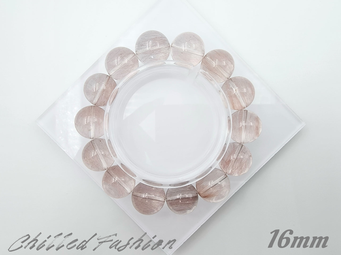 [Bracelet] Natural Pink Rabbit Hair Quartz Bracelet