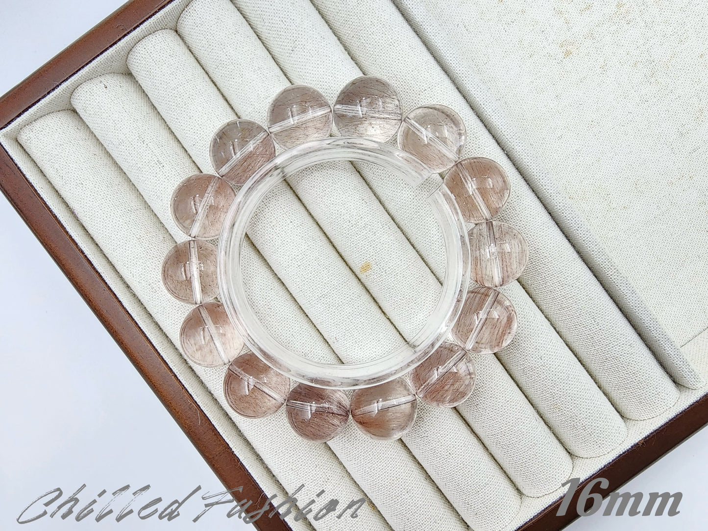 [Bracelet] Natural Pink Rabbit Hair Quartz Bracelet