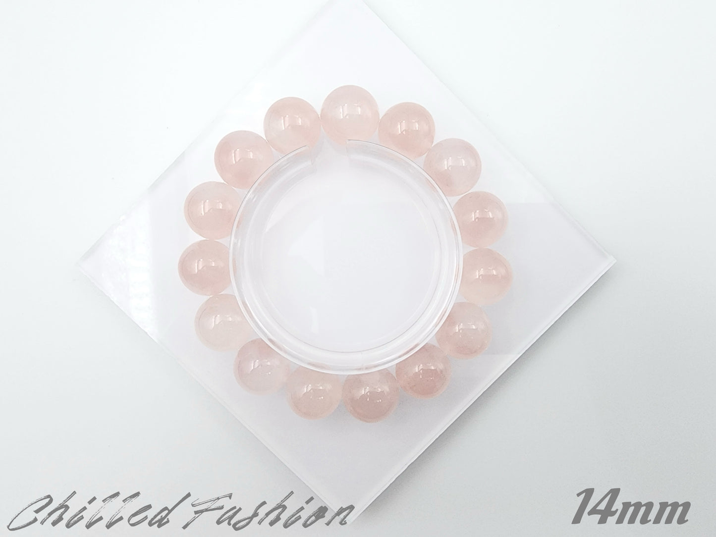 [Bracelet] Natural Grapefruit Pink Rose Quartz Bracelet