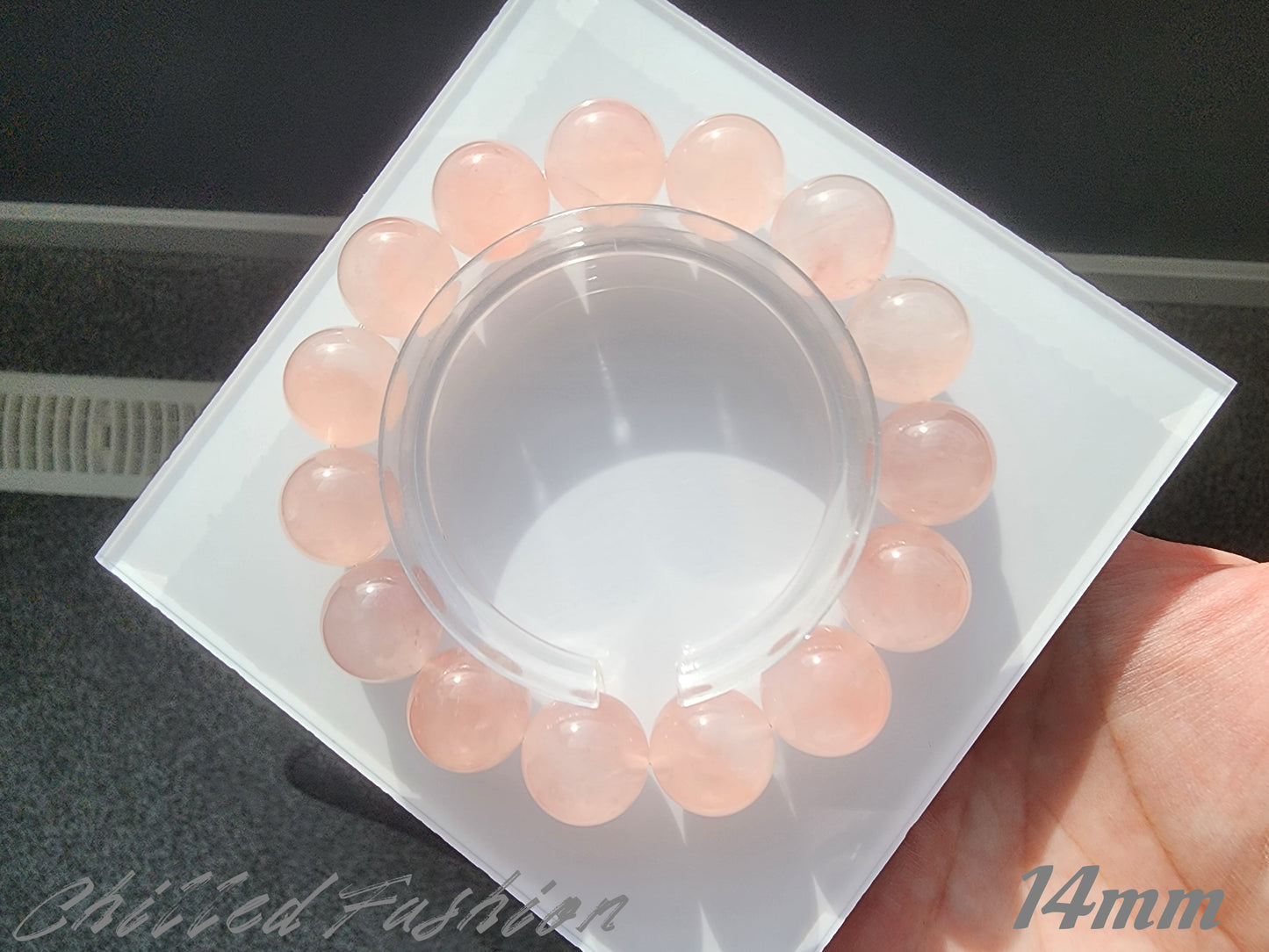 [Bracelet] Natural Grapefruit Pink Rose Quartz Bracelet