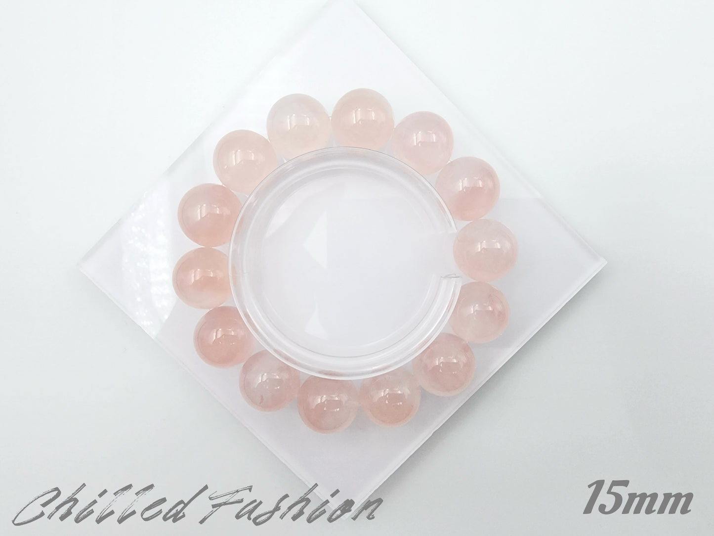 [Bracelet] Natural Grapefruit Pink Rose Quartz Bracelet