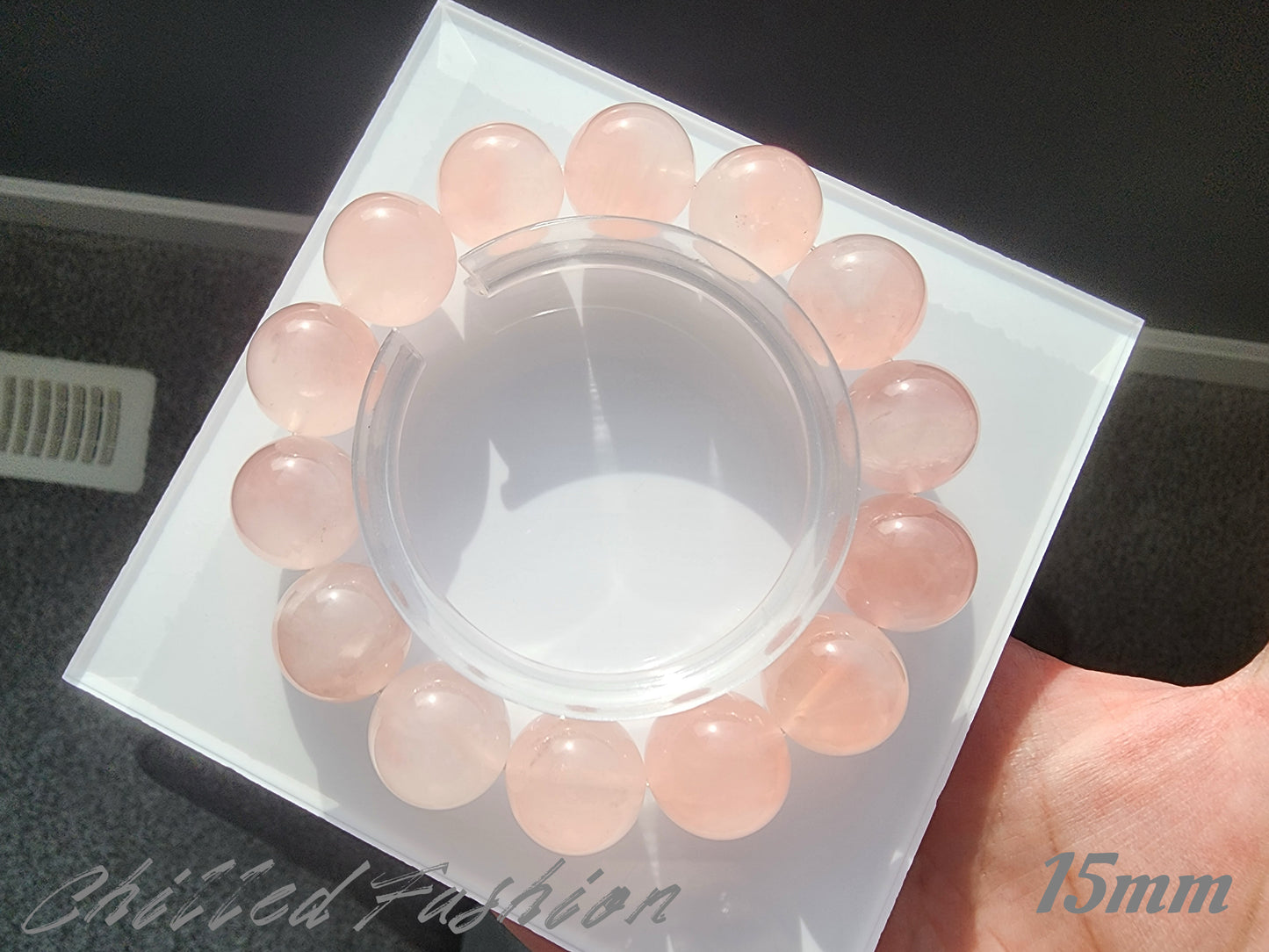 [Bracelet] Natural Grapefruit Pink Rose Quartz Bracelet